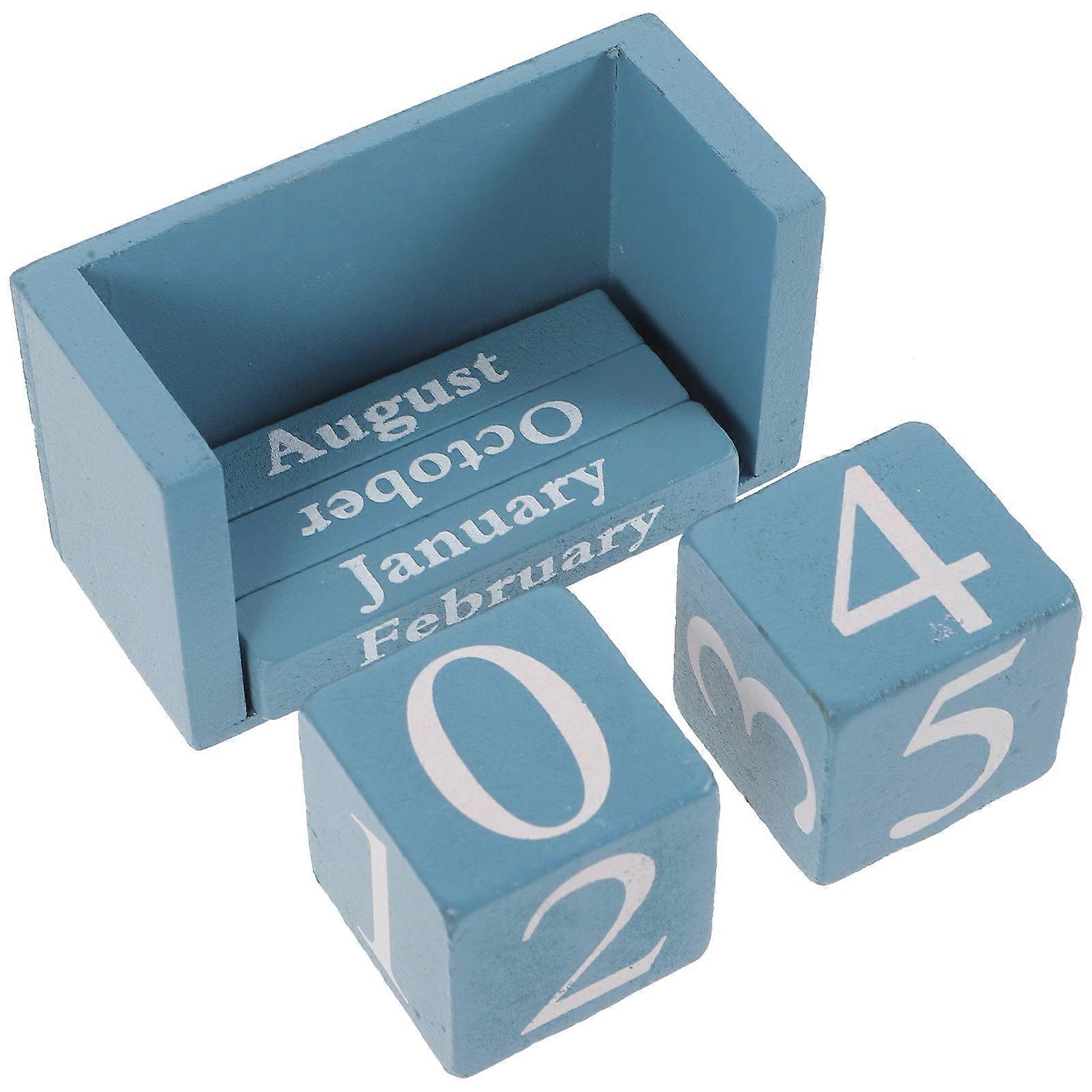 Desk Calendar Wooden Block Calendar for 2Pcs Rustic Office Decoration