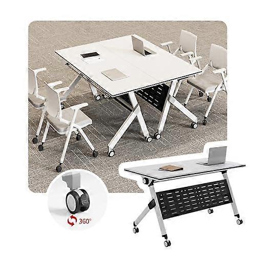 Folding Training Table With Locking Casters For Office Rectangular Flip Table 63x20x30 In Strong Metal Frame