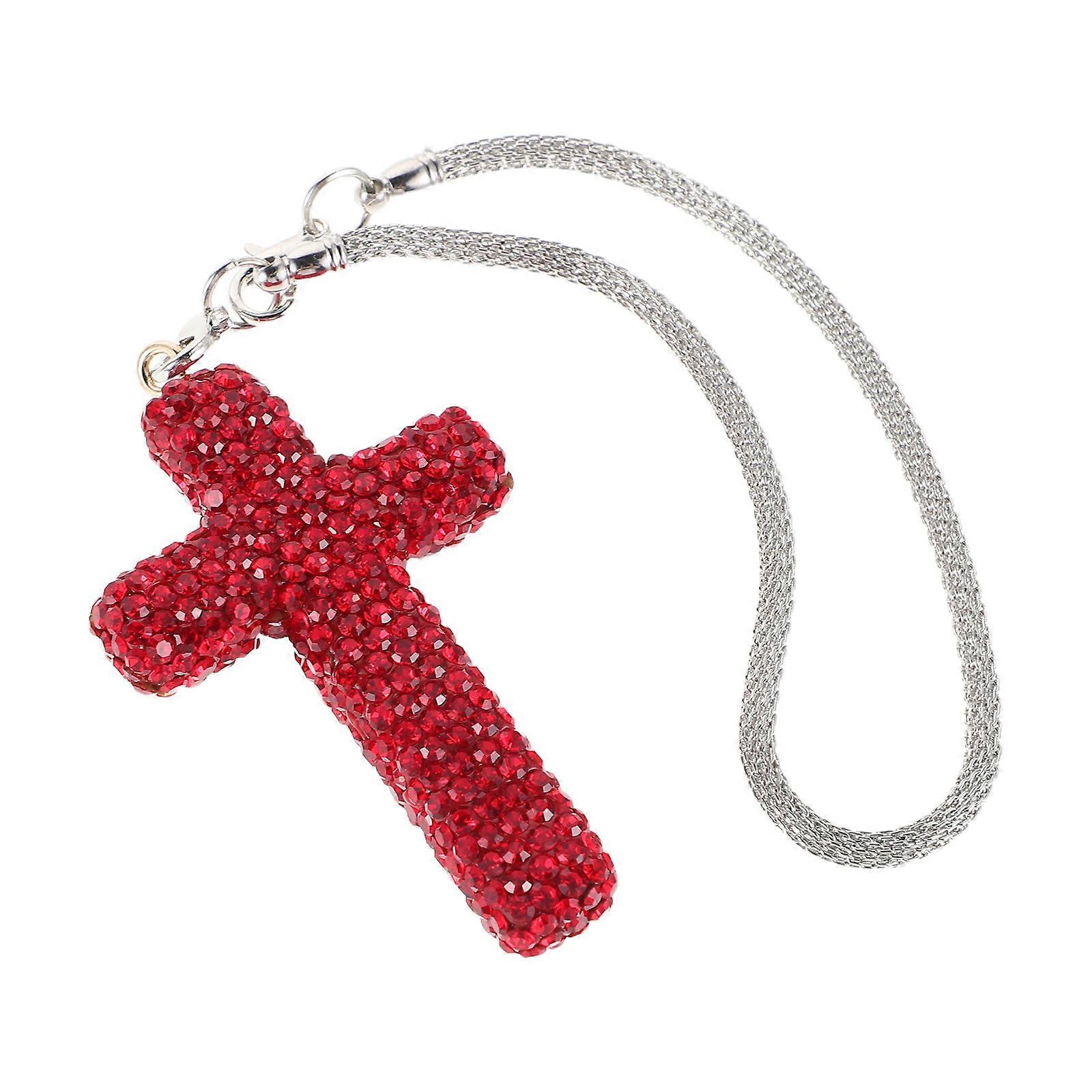 Bling Cross Pendant Car Charm for Christian Rearview Mirror