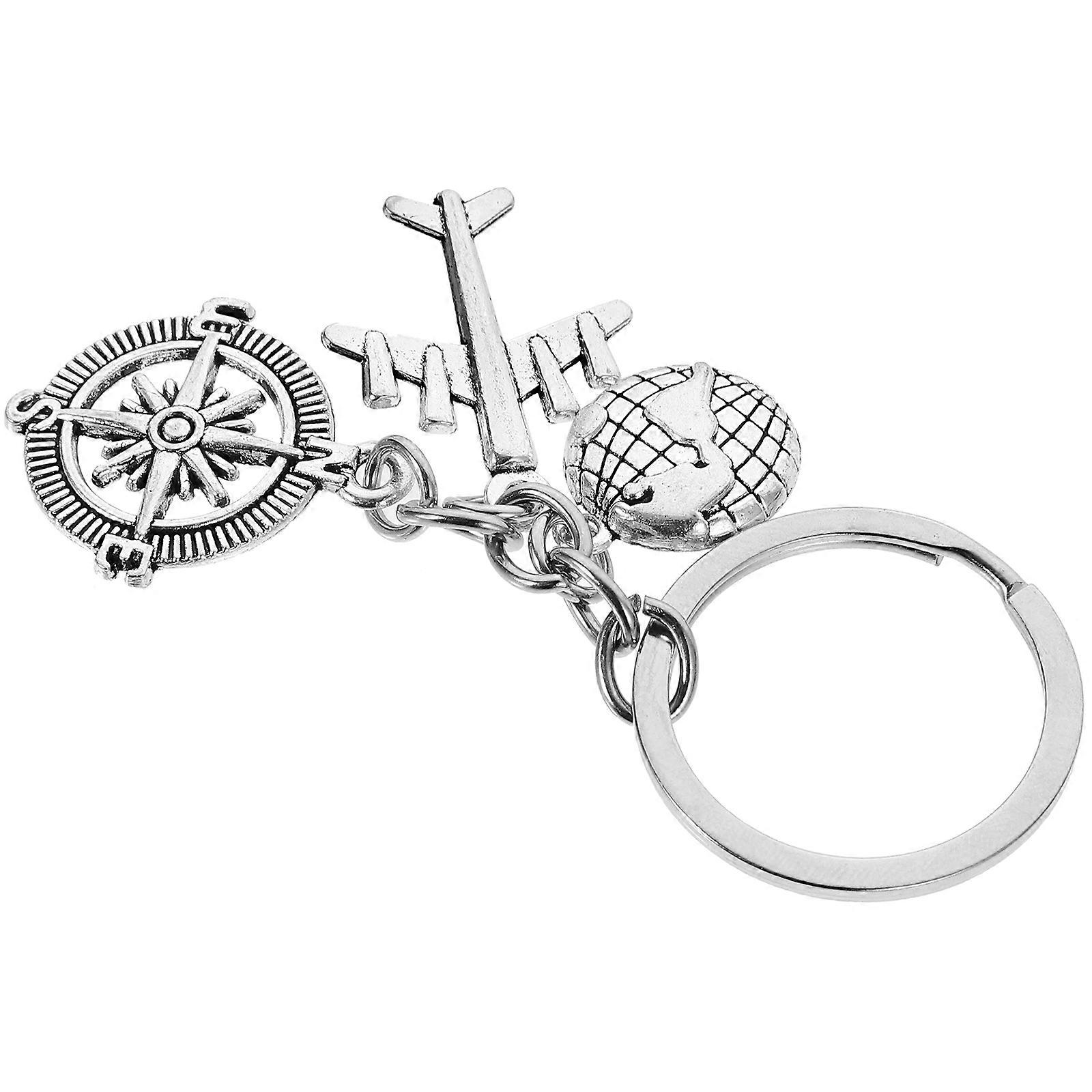 Silver Alloy Airplane Pendant Keychain for Hanging Keys 5Pcs Set