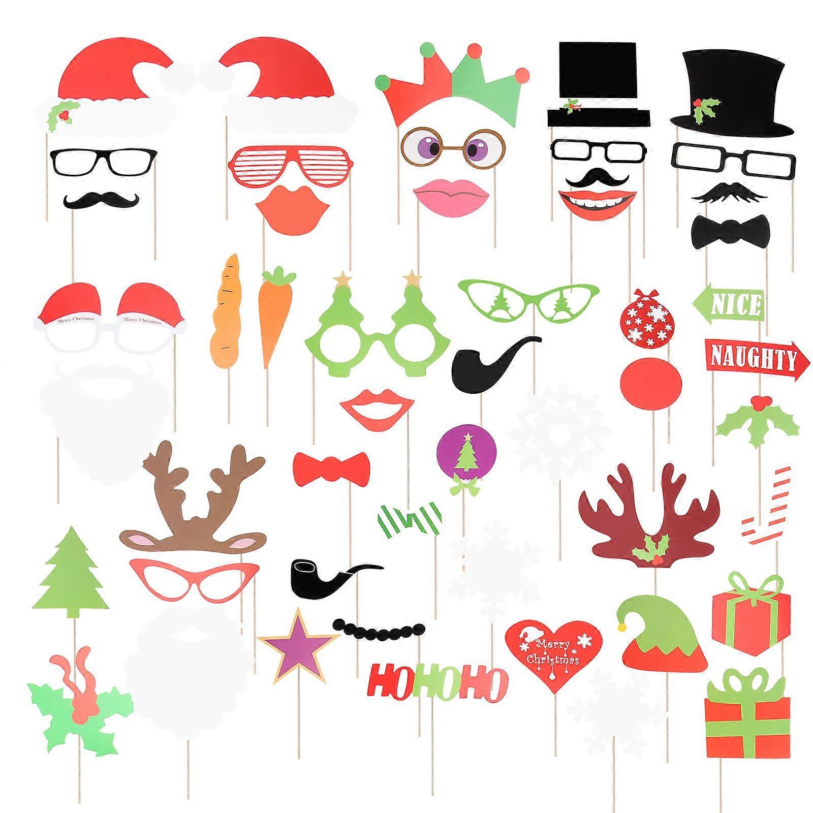 Christmas Photo Booth Props for Party Favors 3Sets of 50 Photobooth Props