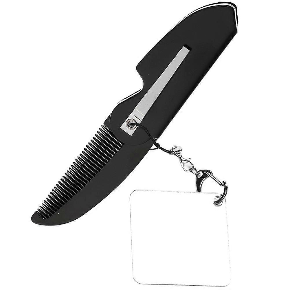 Foldable Pocket Comb Fine Tooth Comb with Keychain Mirror 2Pcs for Men