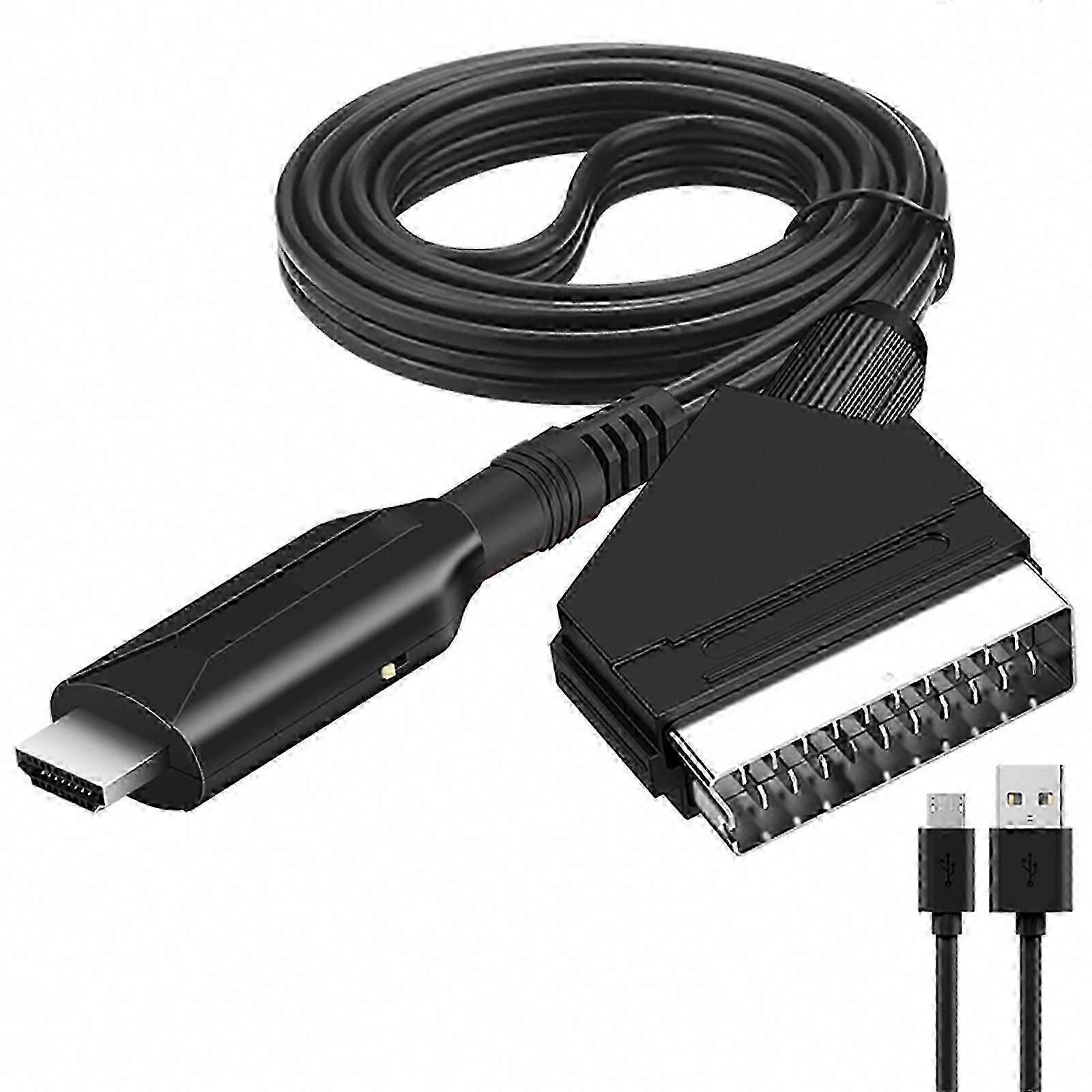 Scart to HDMI Converter with 1m Cable - AV Adapter for HDTV and Modern Television Sets