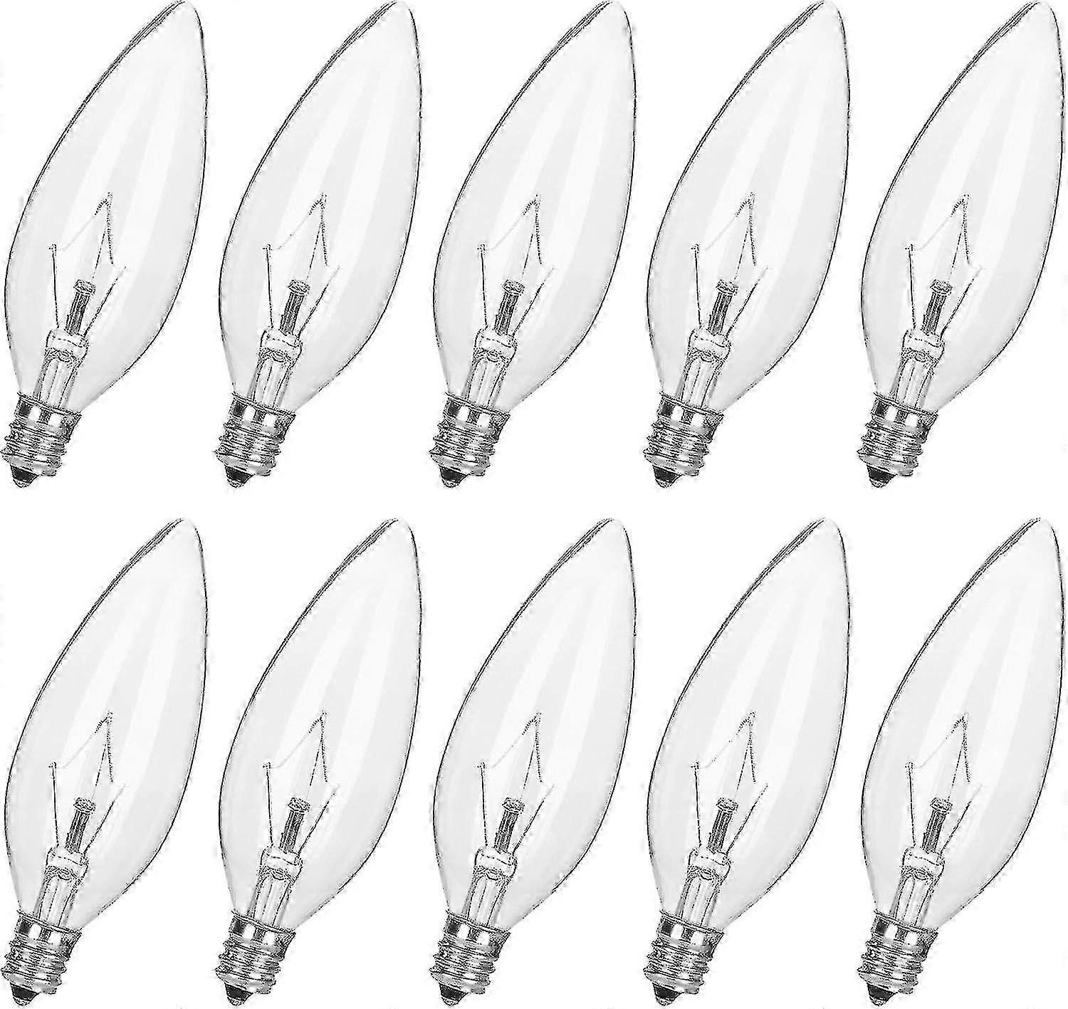10 Pack 15W 120V E12 Base B10 CTC Incandescent Clear Light Bulbs,Transparent Candle Light Bulbs for -SX