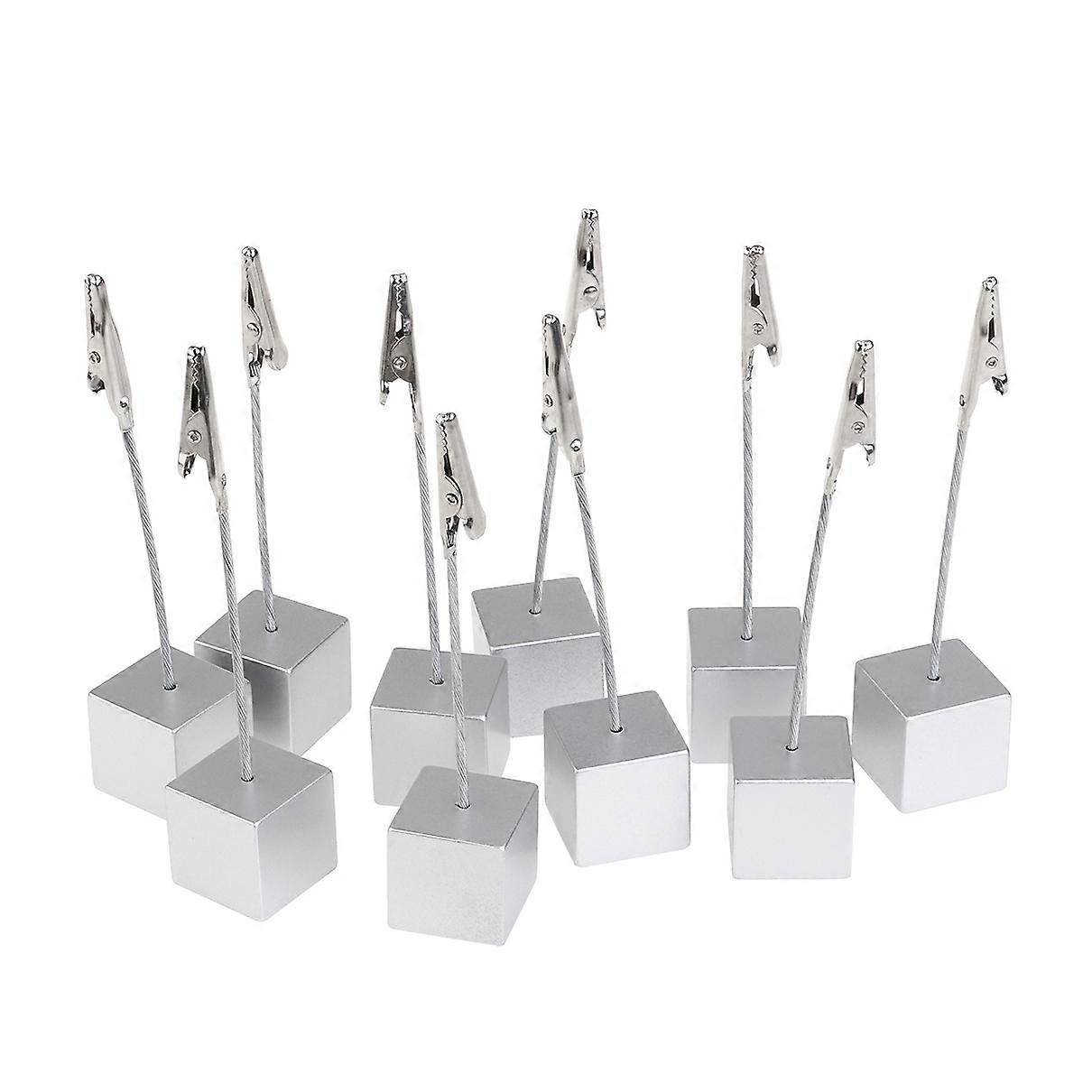 Memo Holder Cube Base Note Clip for Paper Clipping 2Pcs White Silver