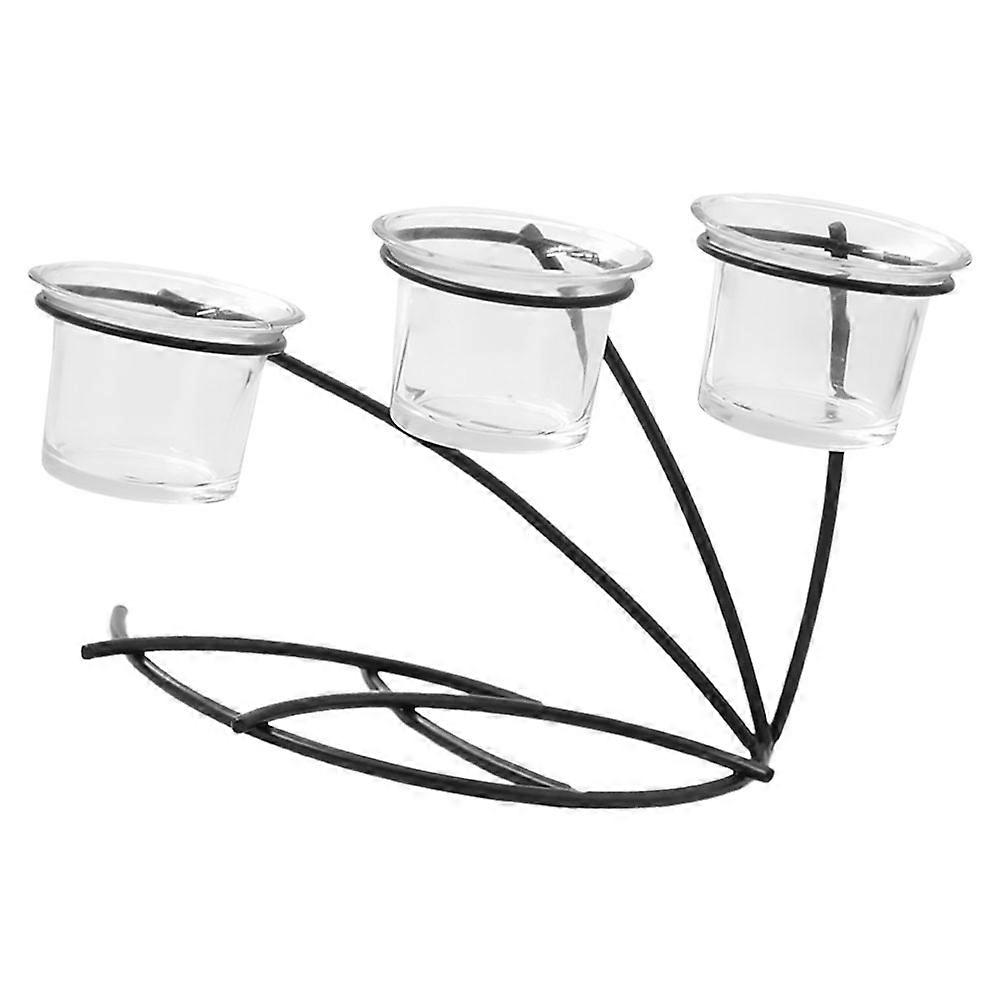 Dinner Decor Iron Candleholder for New Year Candlestick 2Pcs Black