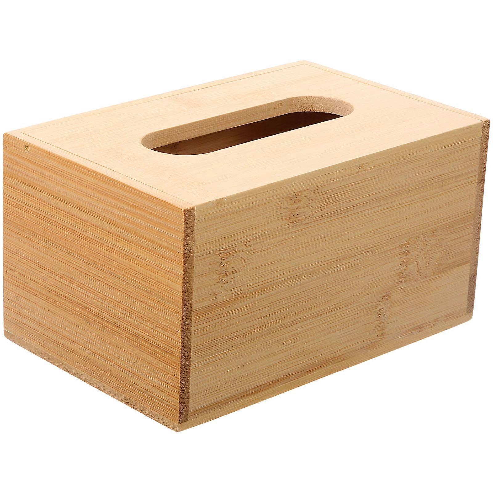 Bamboo Tissue Box Cover Khaki for Paper Storage Use