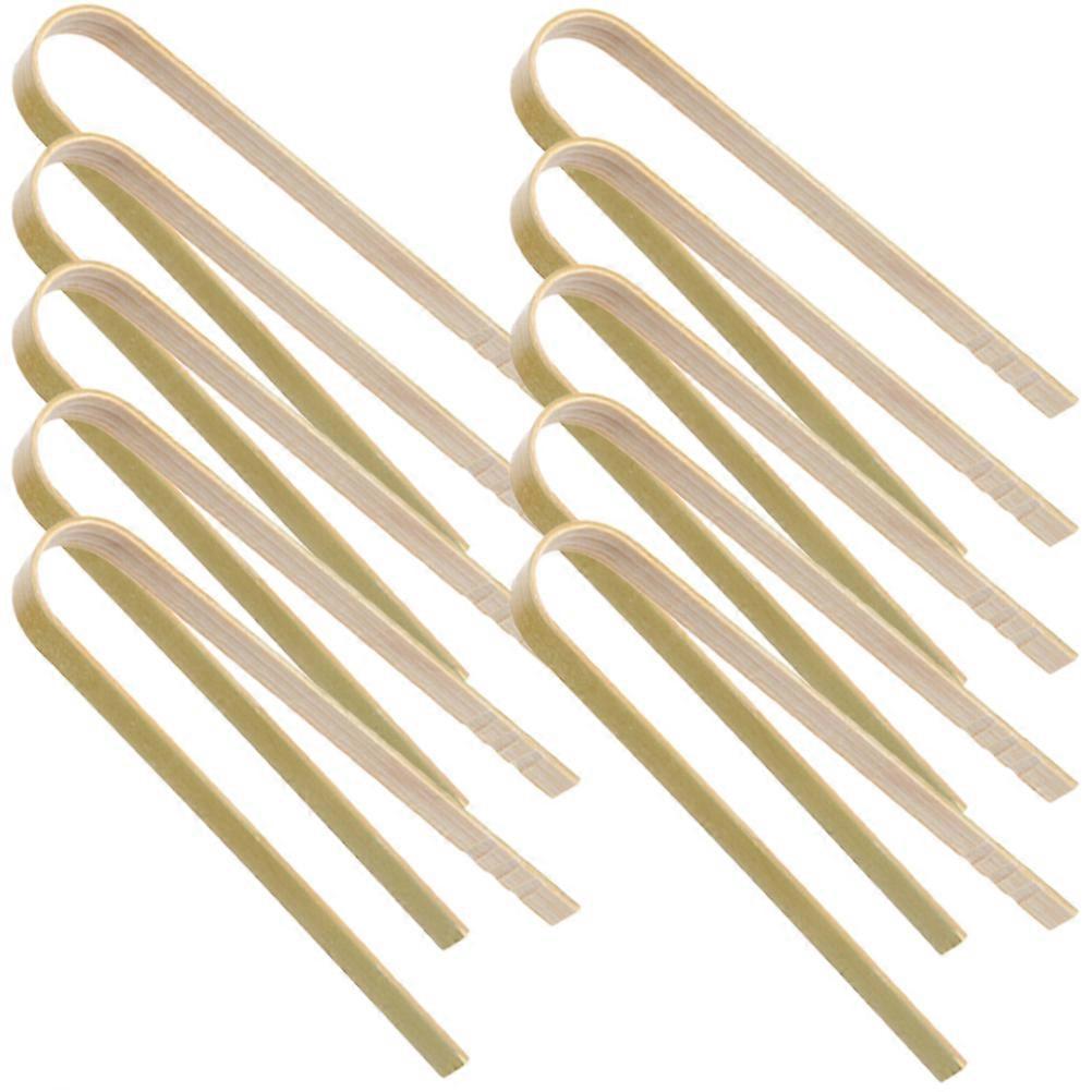 Multi-Function Grill Tong 10Pcs Beige Bamboo Bbq Tong for Home Use Featuring Heat-Insulating Handle