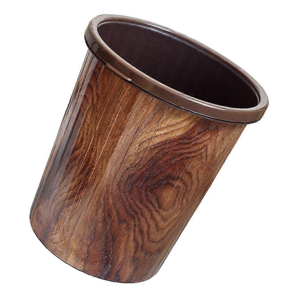 PP Trash Can Imitation Wood Grain with Pressing Ring for Kitchen 2Pcs