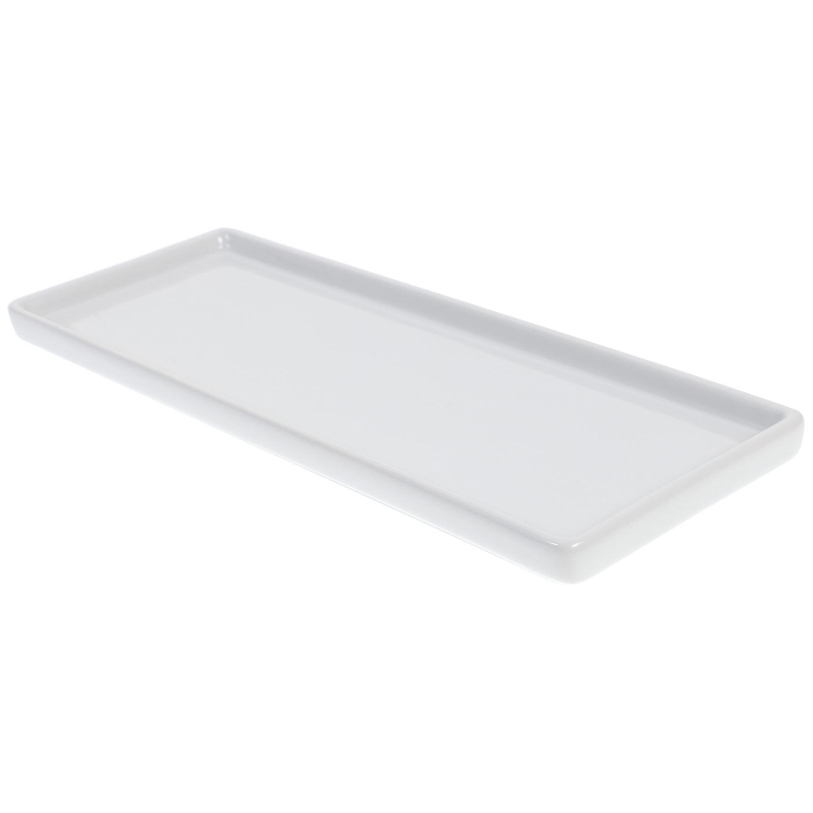 White Porcelain Tray Bathroom Supplies Storage Trays Large Rectangular Shape Ceramic Material 1Pcs