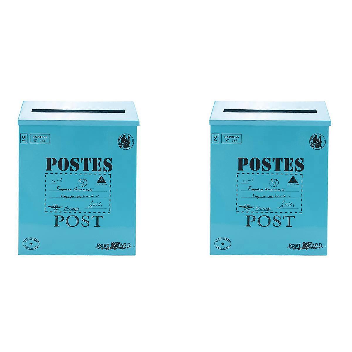 Mailbox Vintage Wall Mount Mailbox Post Letter Box Blue