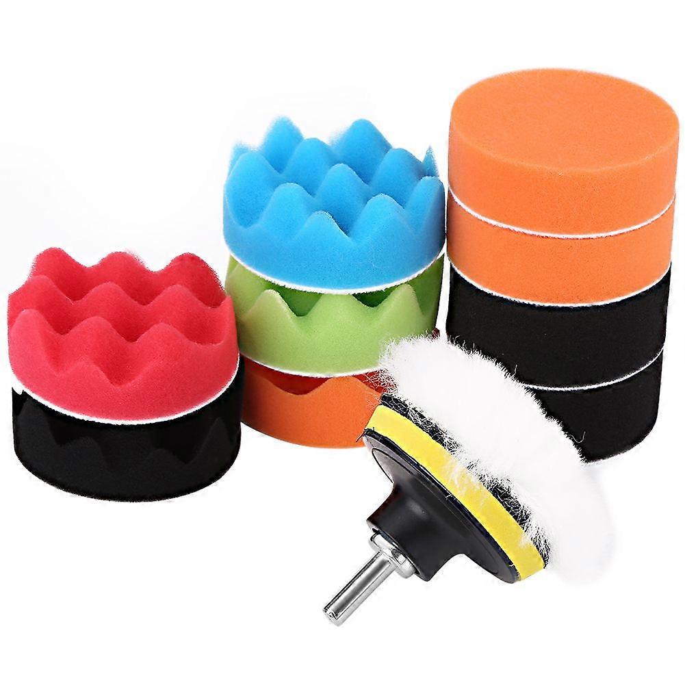 12Pcs 3 Inch Sponge Buffing Polishing Pad Kit for Car Polisher with Drill Adapter
