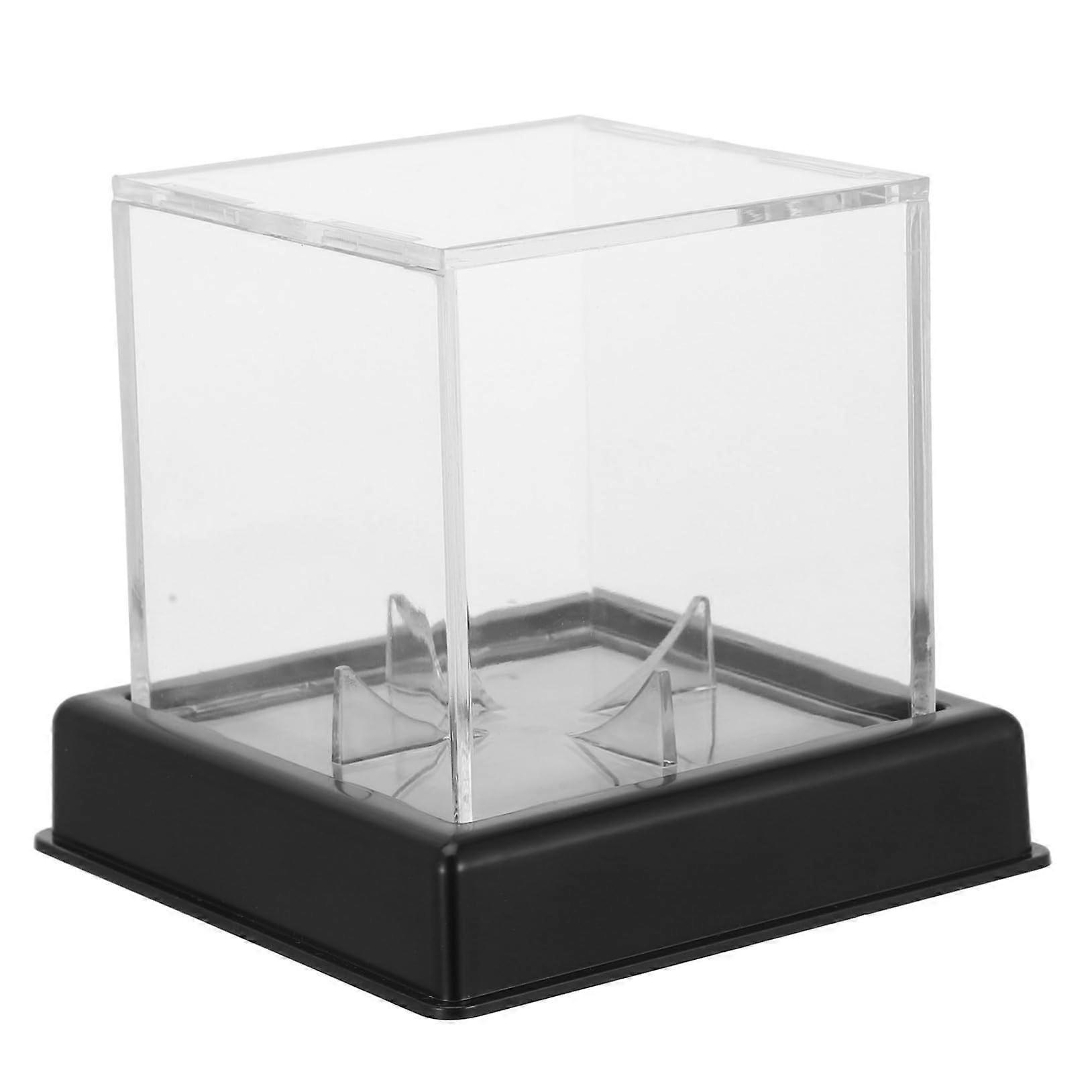 Acrylic Baseball Display Case 2pcs Small Portable Dustproof Holder with Black Base for Sports Balls Storage and Organization