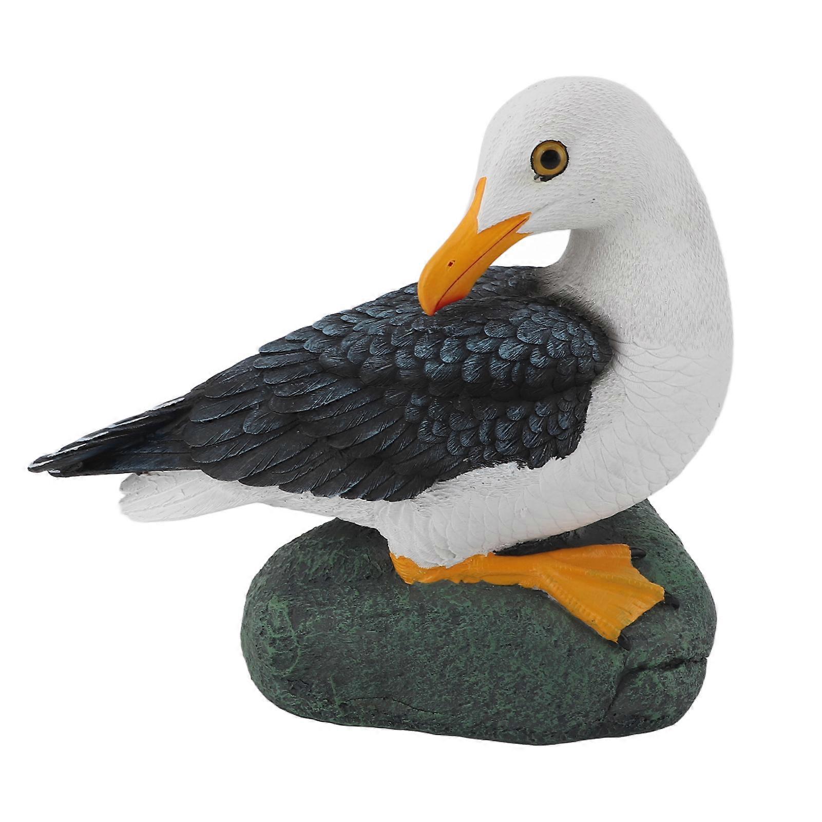 Resin Seagull Statue Mediterranean Style Crouching