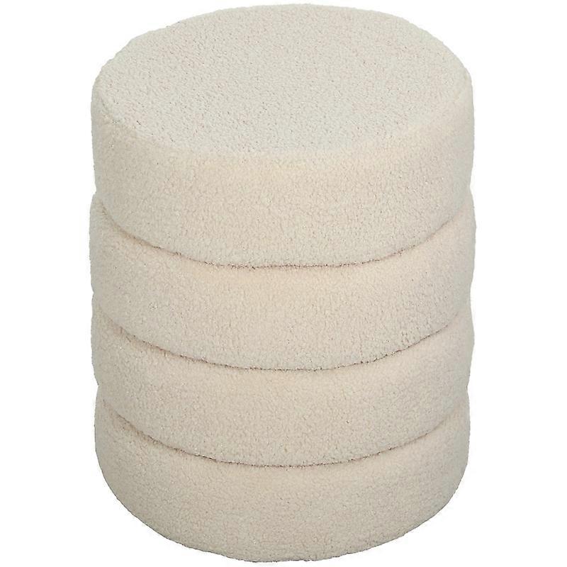 Beige Round Ottoman Plush Teddy Fleece 40cm 120kg Load