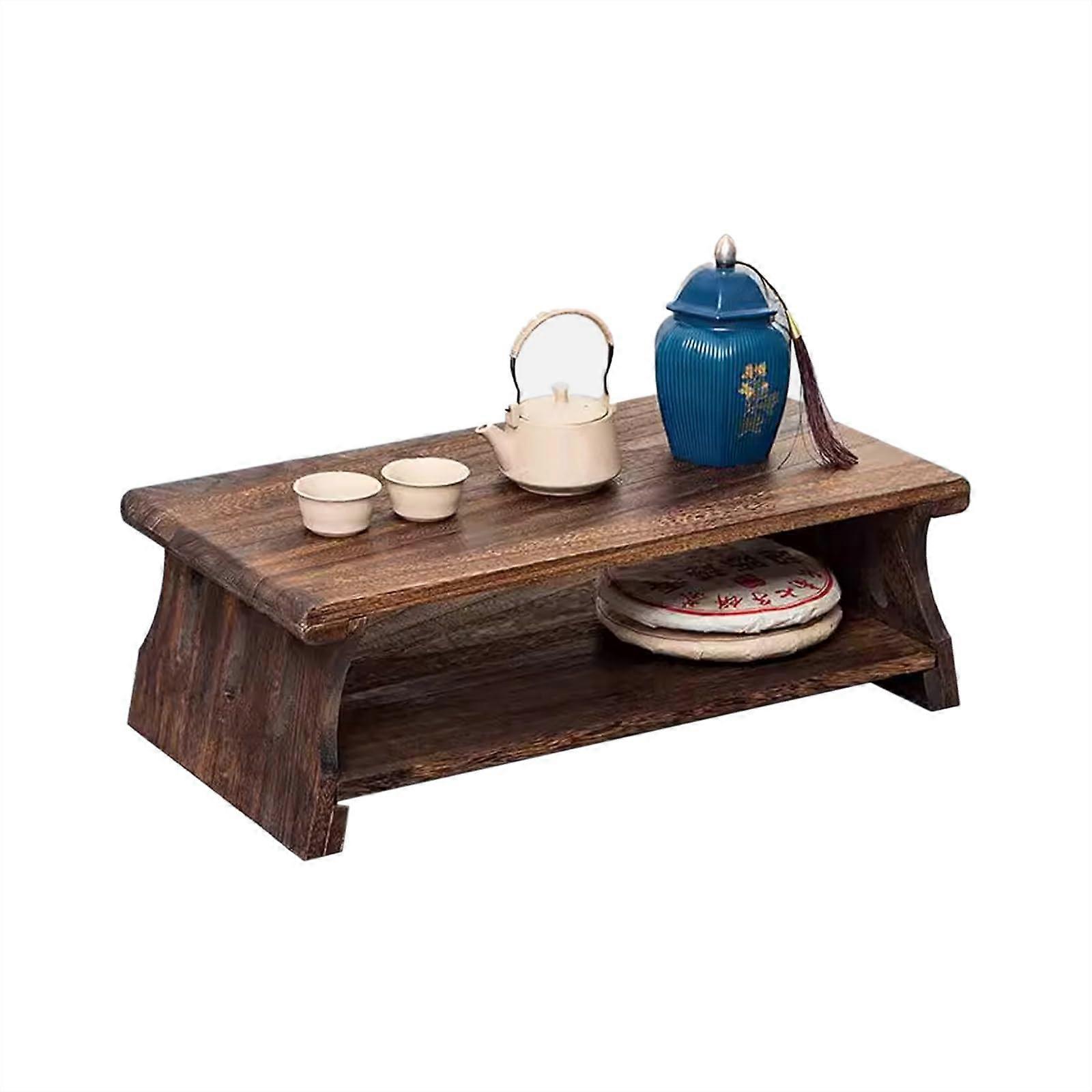 Massivt japanskt golvbord i massivt trä, rektangulärt, hopfällbart soffbord, 50x30x20cm, ingen montering, inomhus, utomhus, te, läsning, arbete