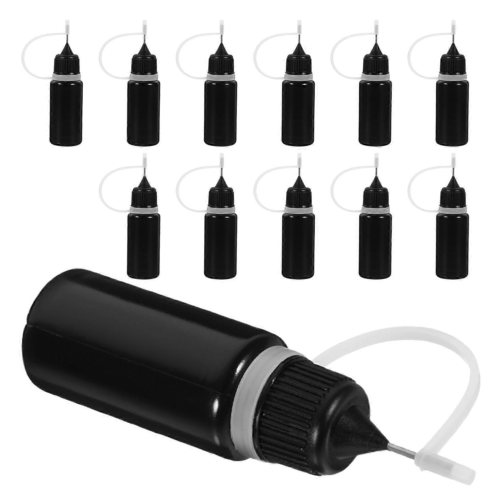 Plastic Precision Tip Applicator Bottles for Storage 12Pcs Black Needle Tip