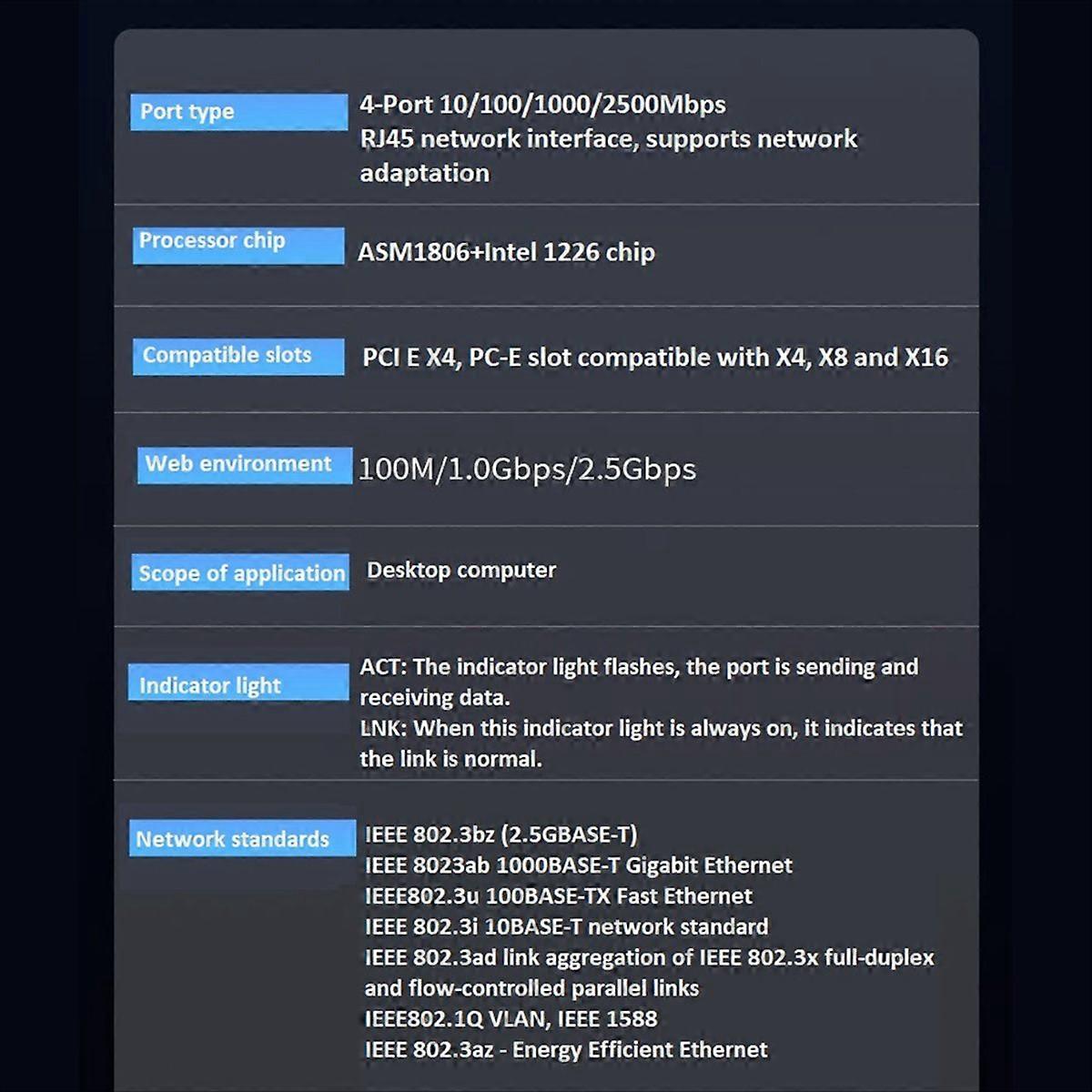 2500Mbps PCI-E to RJ45 Network Card i226-v Gigabit Ethernet RJ45