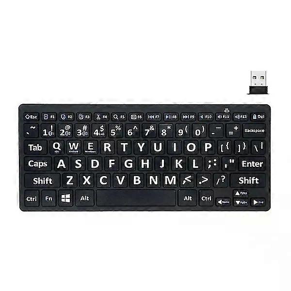 2.4G Wireless Keyboard 78 Keys Large Text for Elderly Desktop Computer Laptop