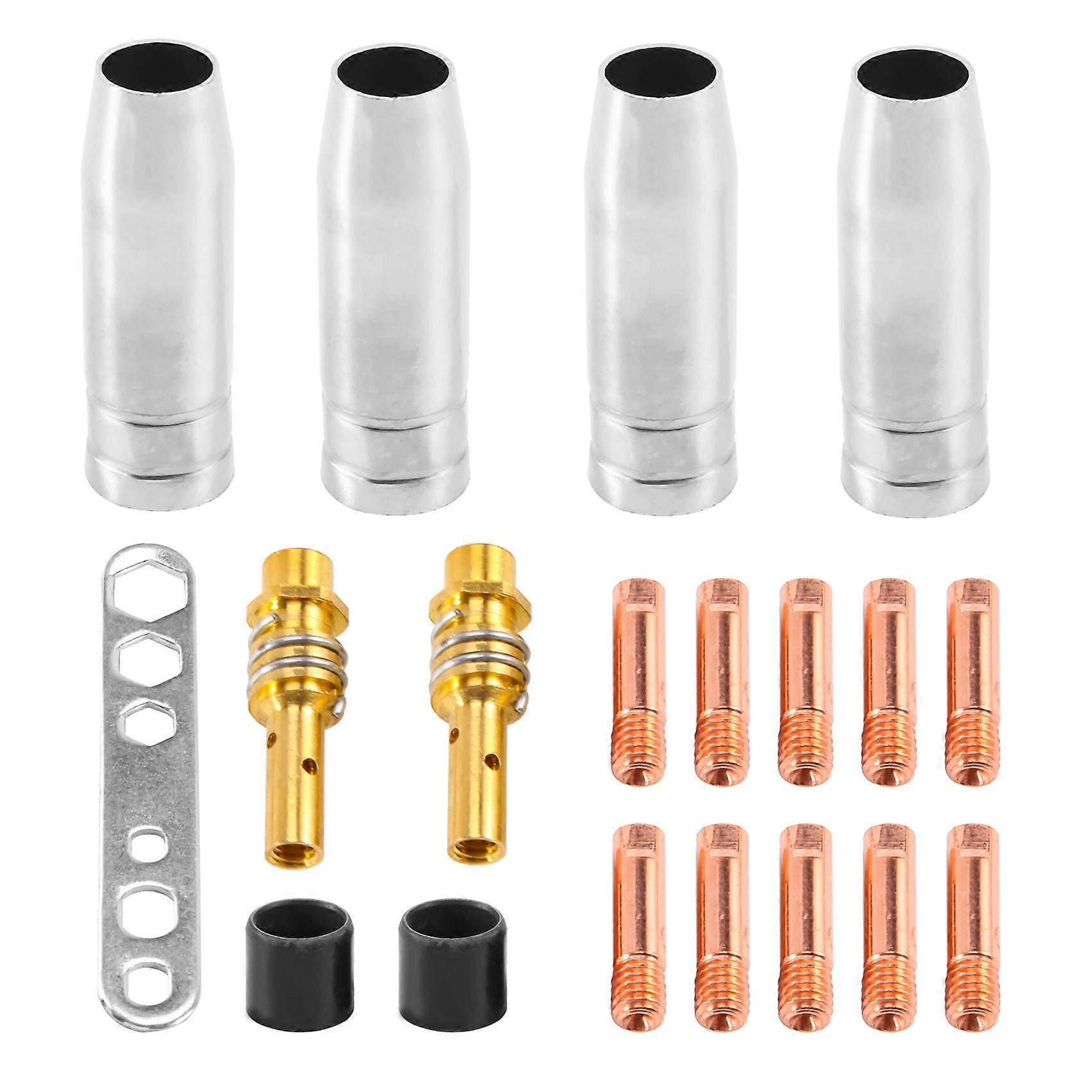 19Pcs Welding Torch Nozzle Part Kit Conical Nozzle Sleeve Rod Tool