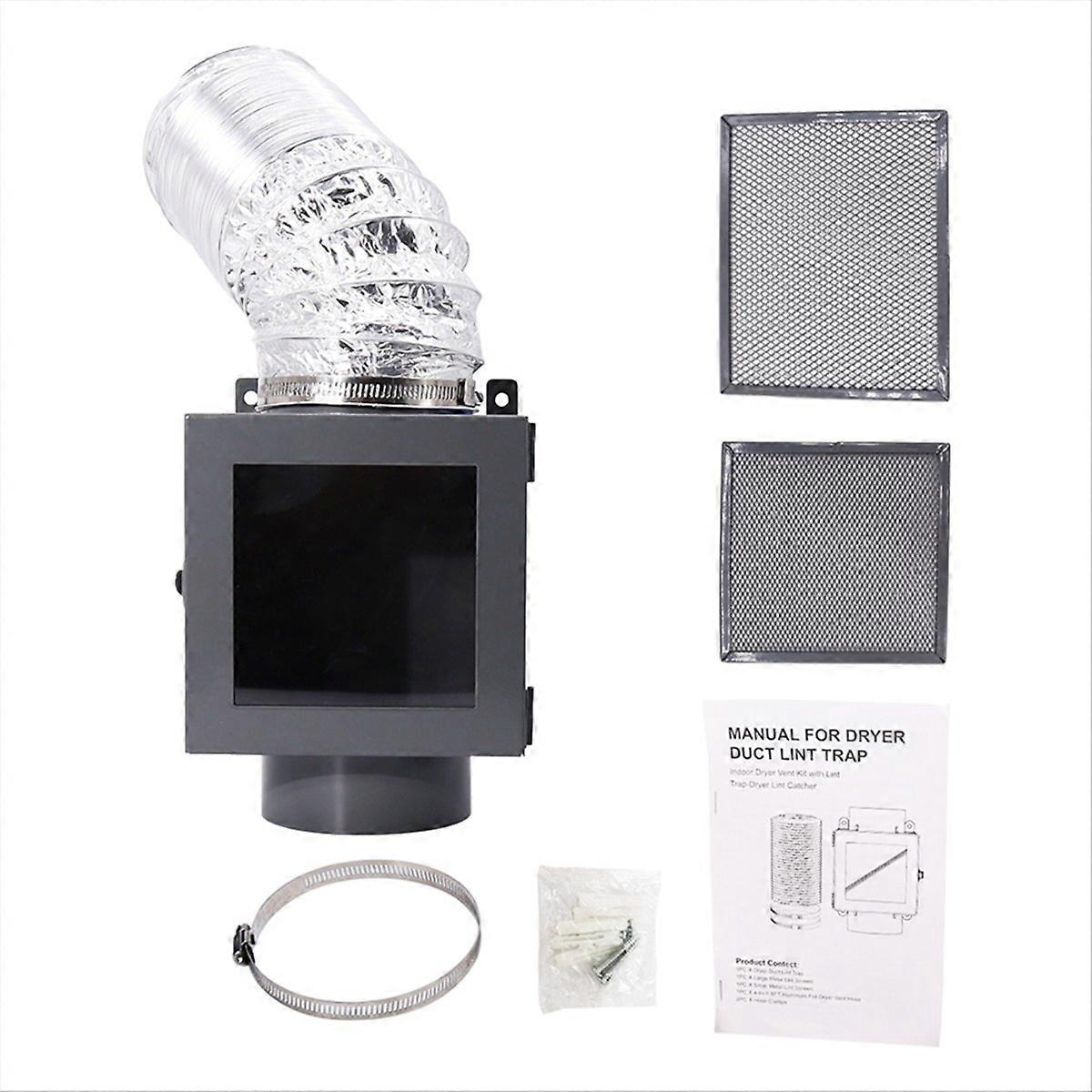Luddfälla för torktumlare, Ventilationssats för torktumlare inomhus med torktumlarens ventilationsslang, Luddfälla för torktumlare - torr
