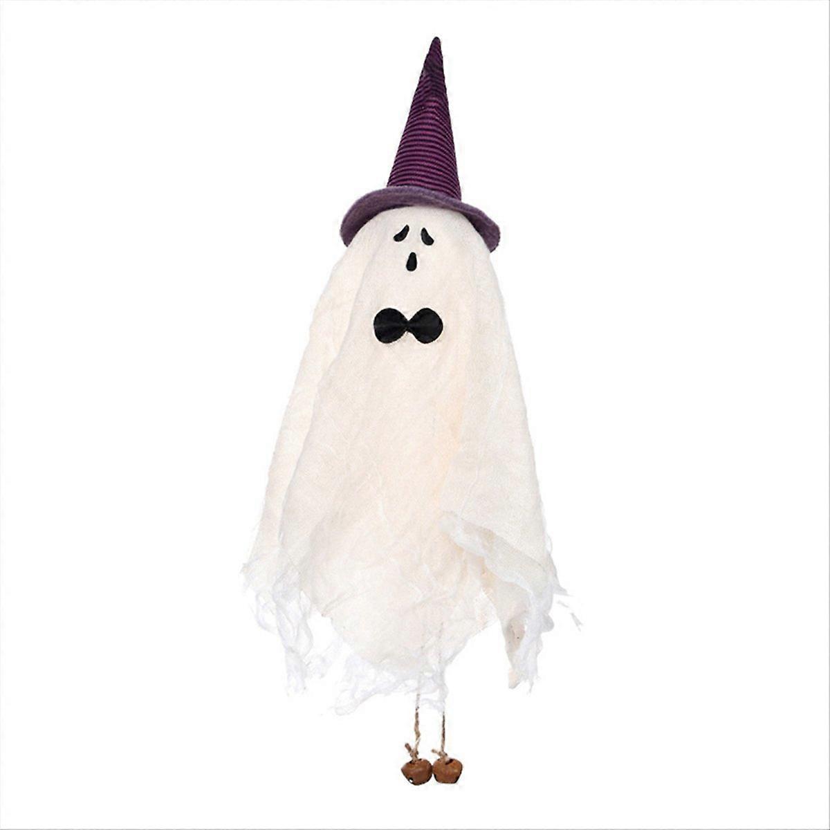 1PCS Halloween Hanging Ghosts with Purple Witch Hat Decorations