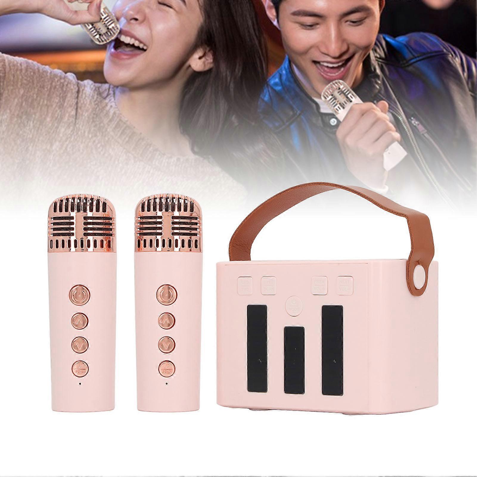 Bluetooth Microphone Speaker LED Light Mini Portable Karaoke Device with Speaker for Party 