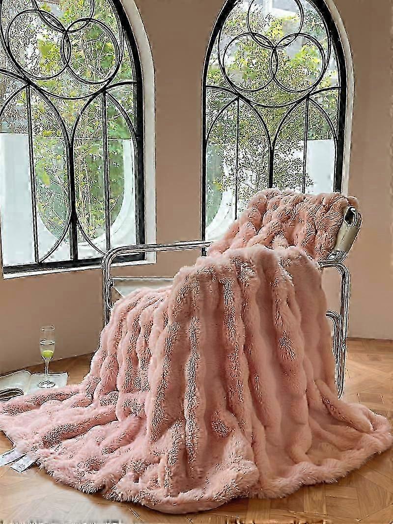 Bubble Decke, Kunstfelldecke, Kuscheldecke (Tünche, 200 x 230 cm)