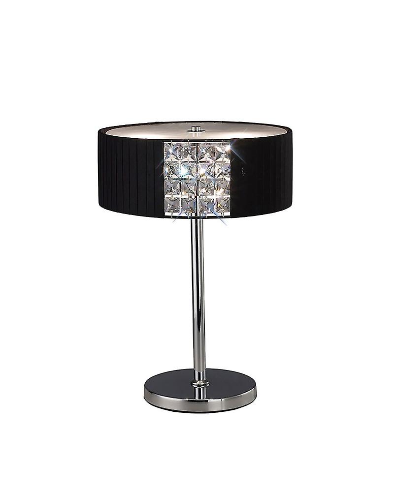 Evelyn Table Lamp Round With Black Shade 2 Light E27 Polished Chrome/crystal