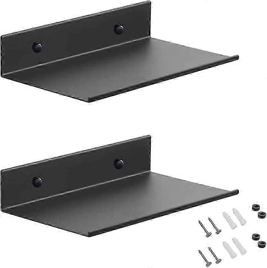 Metal shelf for wall mounting, 20cm black rectangular floating shelf
