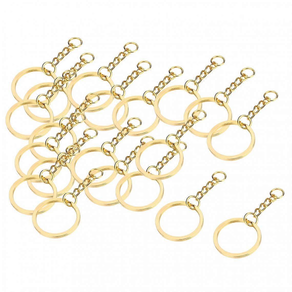 20x Split Key Chain Rings with Chain and Bulk Rings for Crafts in Platinum