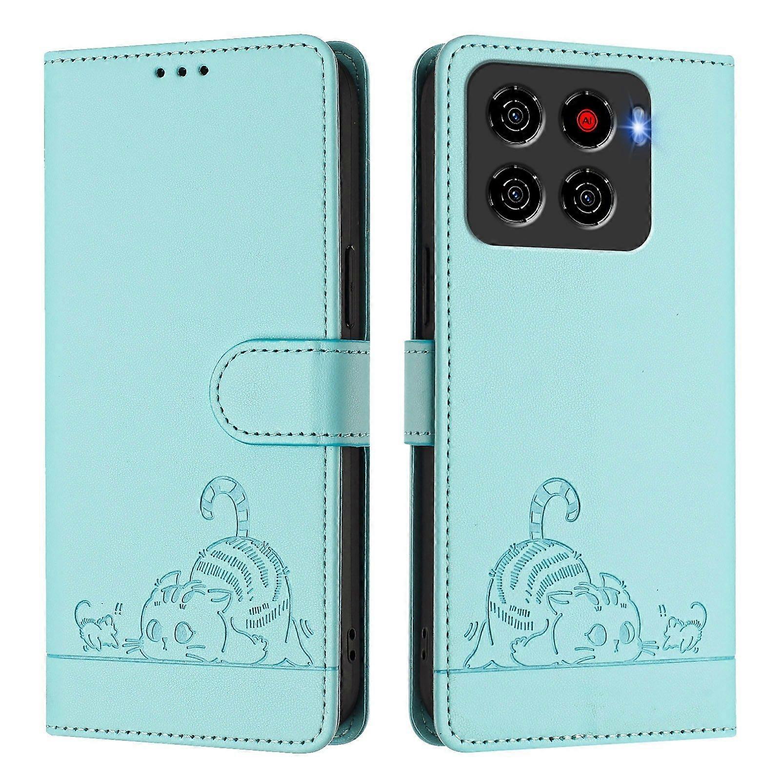 Case for ZTE Blade A56 RFID Blocking Magnetic Closure Card Slots Cover Durable with Wristband Compatible with with ZTE Blade A56