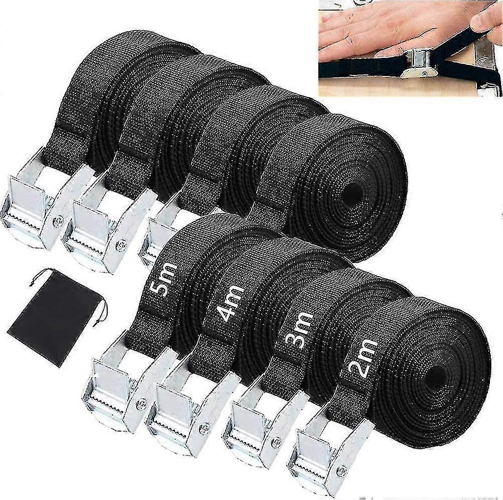 8-delt skrallestrammer, slips ned stropper, bind ned klostropp, svart skralle høy kvalitet