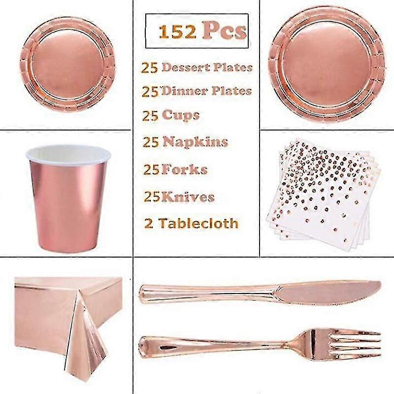 193pcs Party Tableware Set,rose Gold Party Tableware