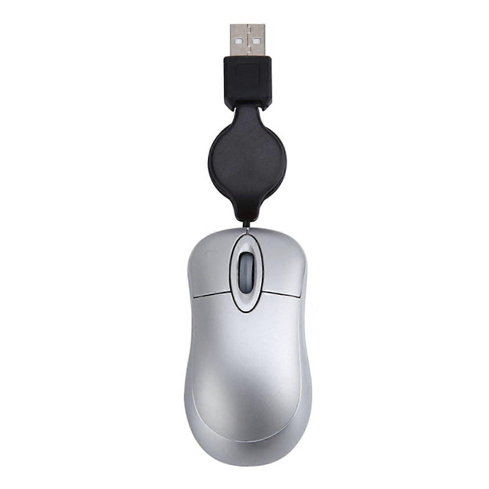 USB Wired Mouse Cable Tiny Small Mouse for 98(Silver)