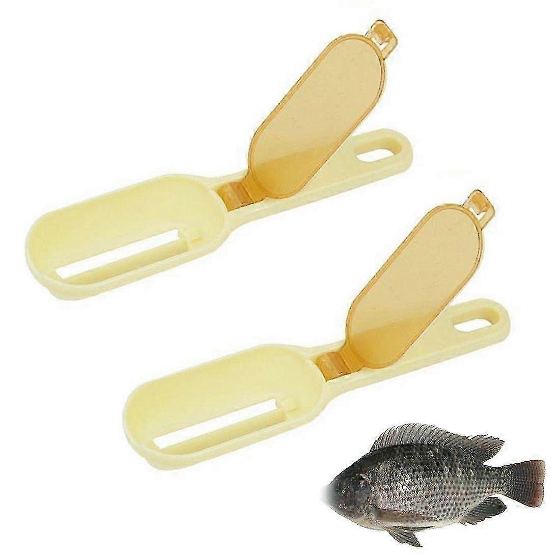 Plastic Fish Skin Scaler with with Container, Easy to Remove, Shave and Peel a Fish Skin Effortless, Seafood Preparation 2pcs (D-5 SZRH