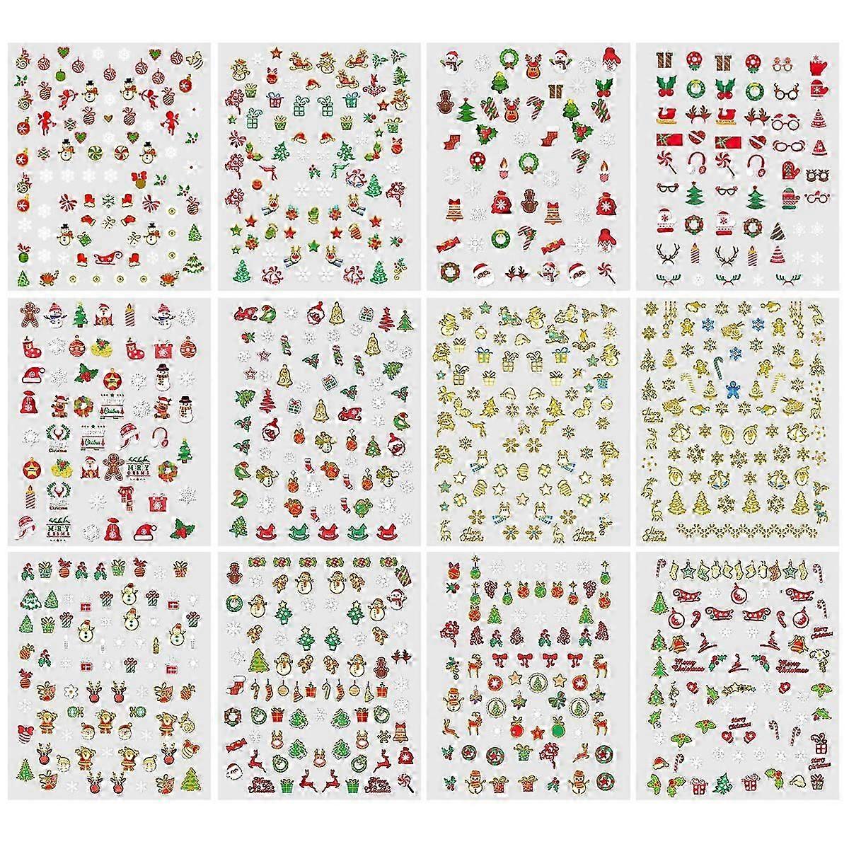 Christmas Nail Decals Christmas Nail Stickers Christmas Nail Tips Decals Christmas Self-adhesive Decals