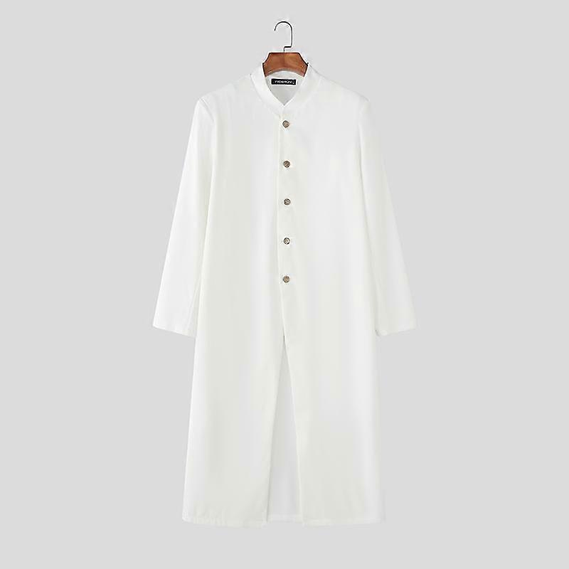 INCERUN Men Autumn Long Sleeve Buttons High Splits Long Coats Windbreaker