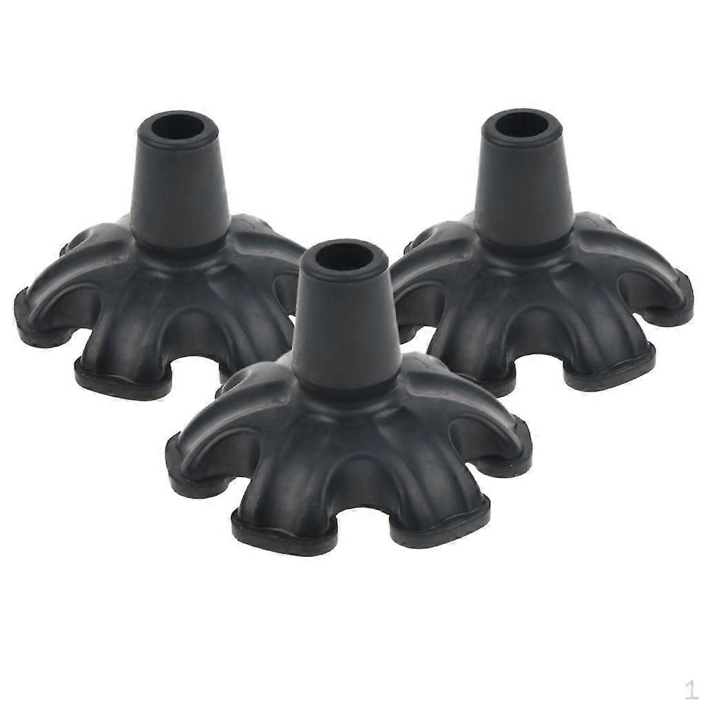 3 PCS Durable Cane Crutches Rubber Replacement Tip 3/4, Black