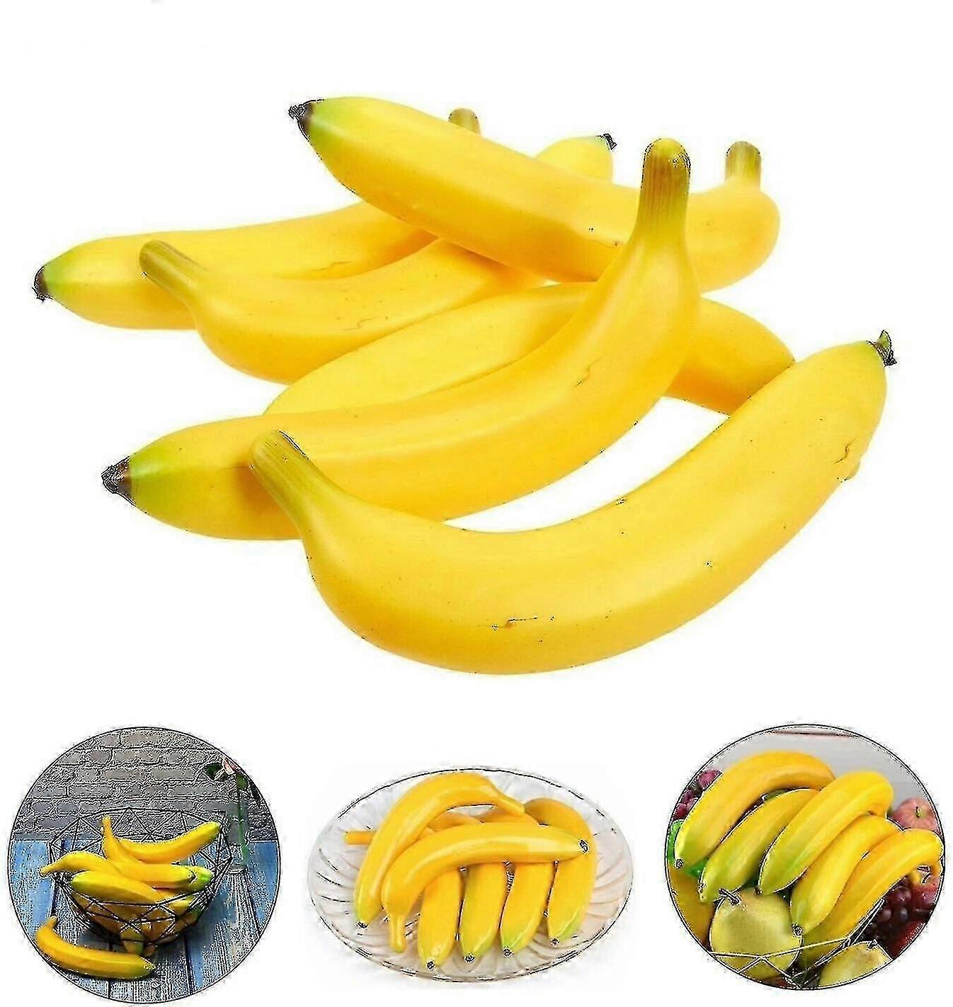6pcs Artificial Bananas Plastic Foam Artificial Bananas Simulation Fruit Props Decor Kit Practical H
