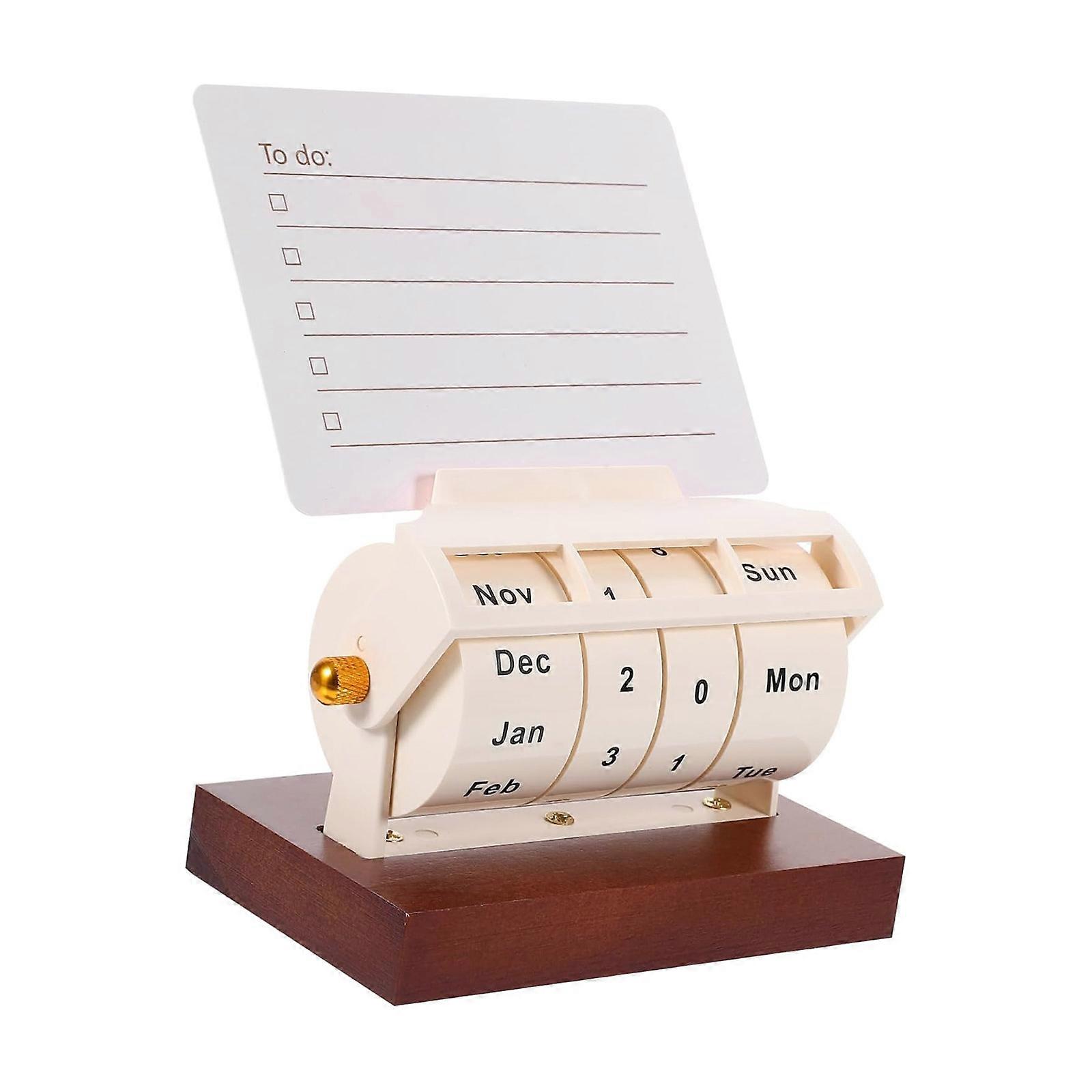 Rotating Permanent Calendar For Desk Organization Adjustable Tabletop ABS Permanent Calendar with Card Holder Pen Stand Multicolor