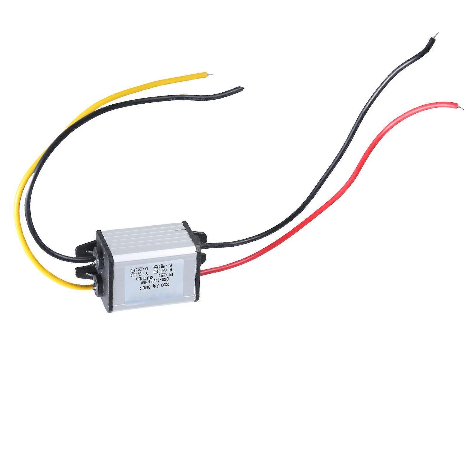 Waterproof Voltage Reduction Module Open End Power Converter DC8-35V to 1-15V 3A Car Power Conversion Adapter Multicolor