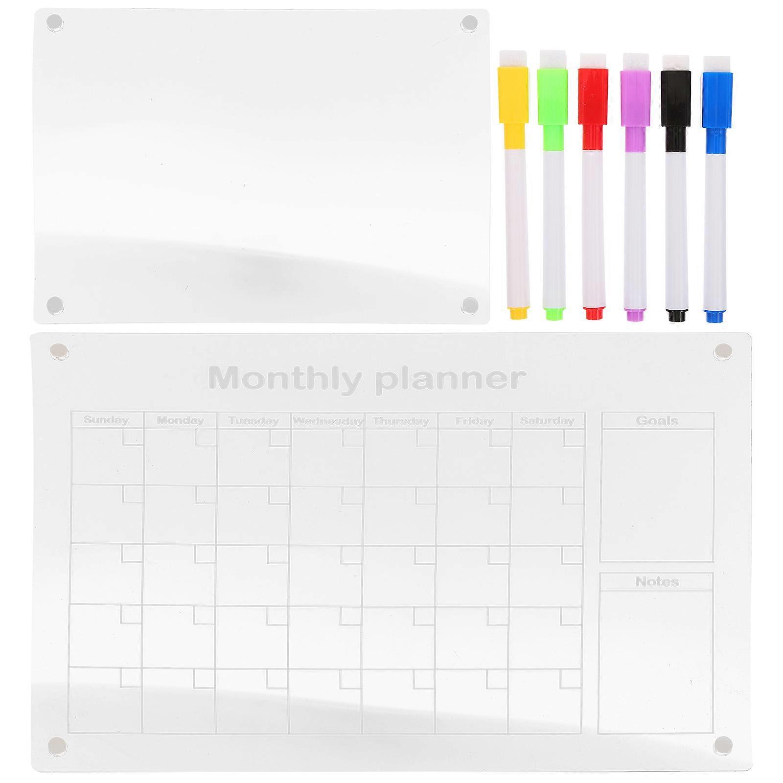 1 Set of Acrylic Fridge Calendar Erasable Month Planner Board Practical Dry Erasable Board with Markers