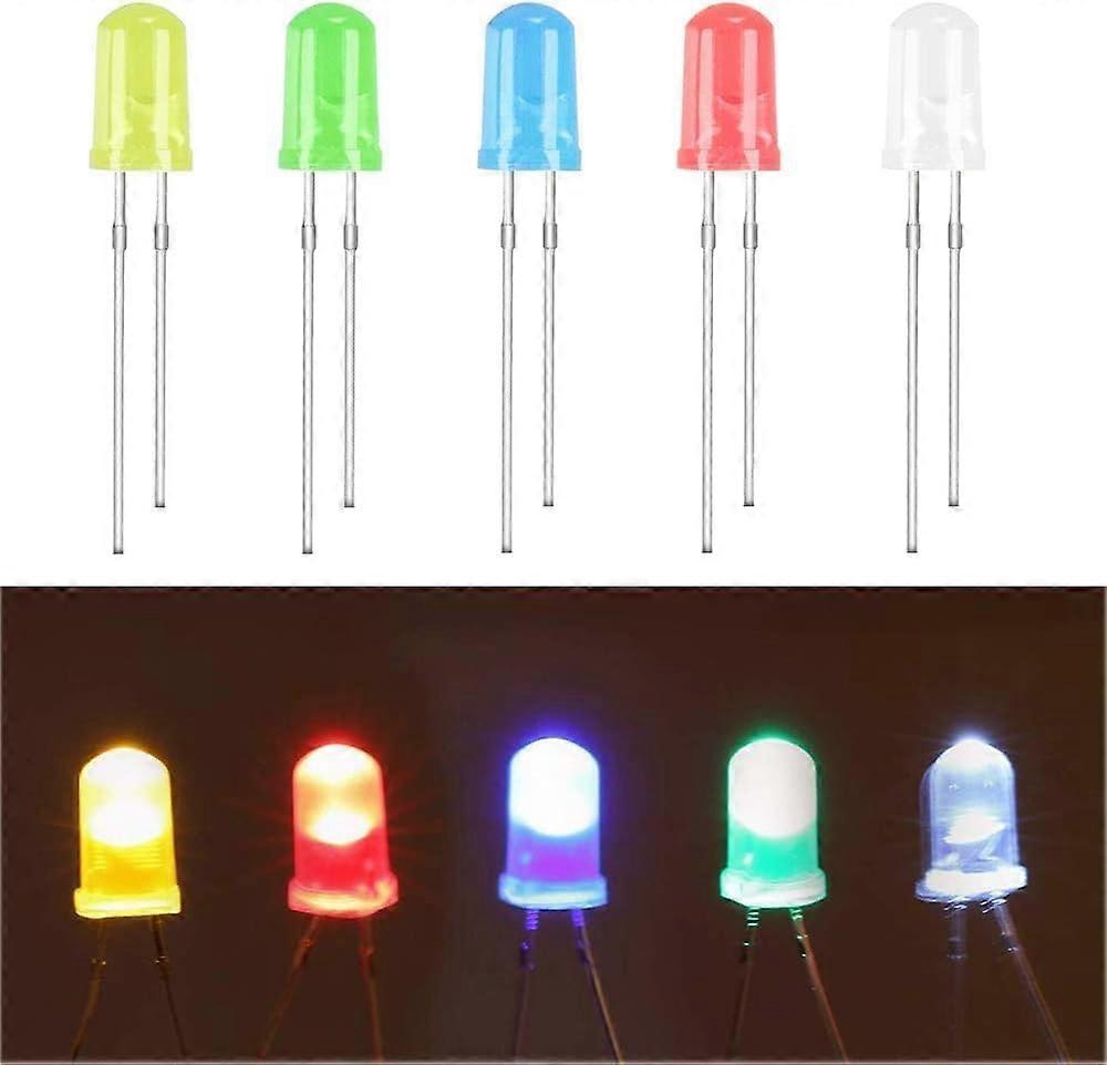 100 LED light-emitting diodes, 5mm 3V (20pcs each color)