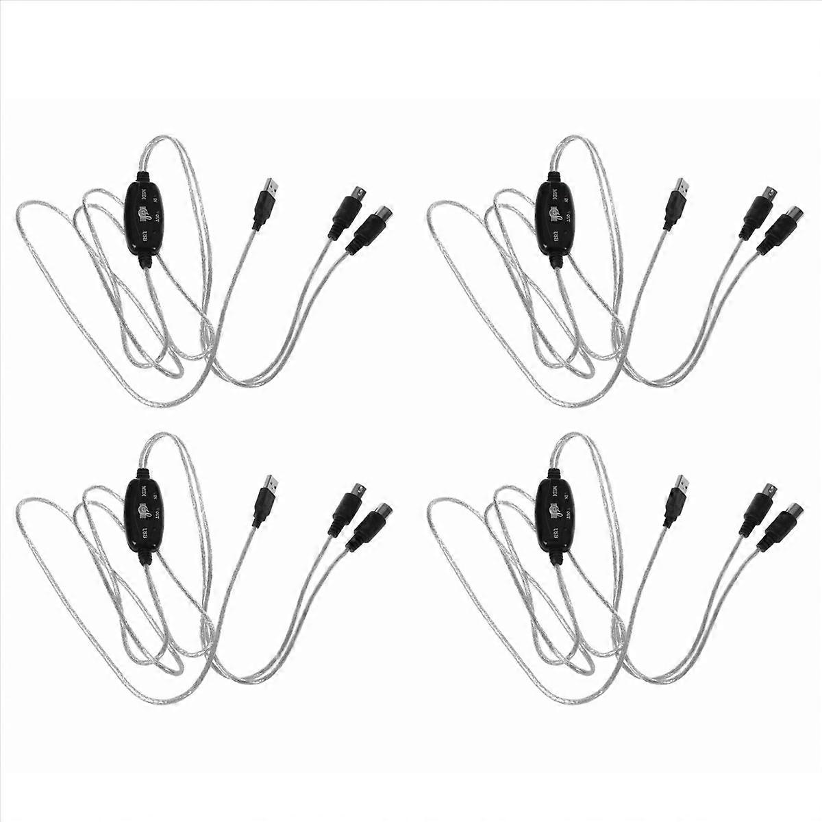 4X USB in-OUT MIDI Cable Converter PC to Music Keyboard Adapter Cord