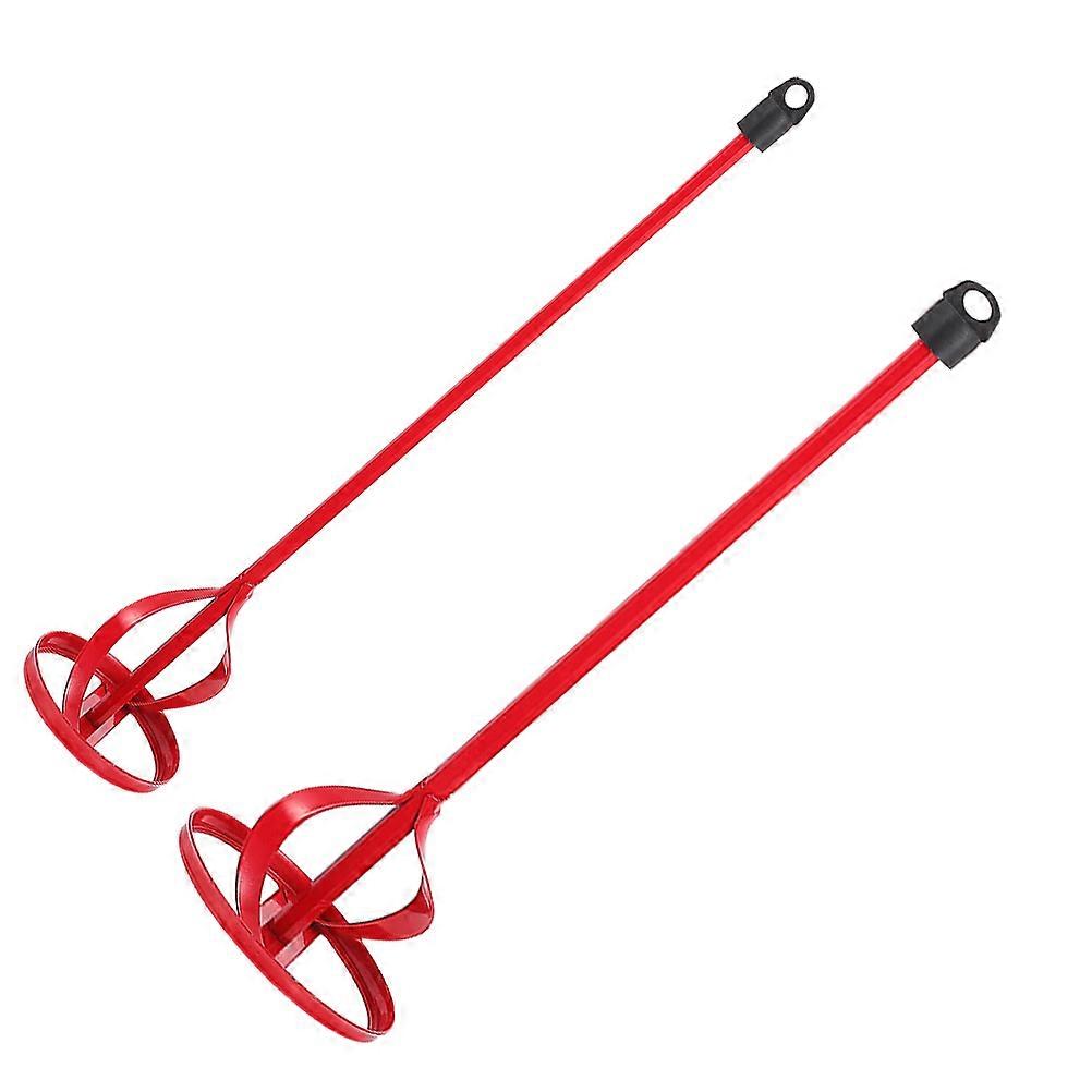 Portable Paint Mixer Drill Attachment for Mixing High Carbon Steel Red Color Efficient Mixing Tool 2pcs
