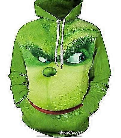 Vánoční mikina s kapucí Grinch s 3D potiskem a předním zipem