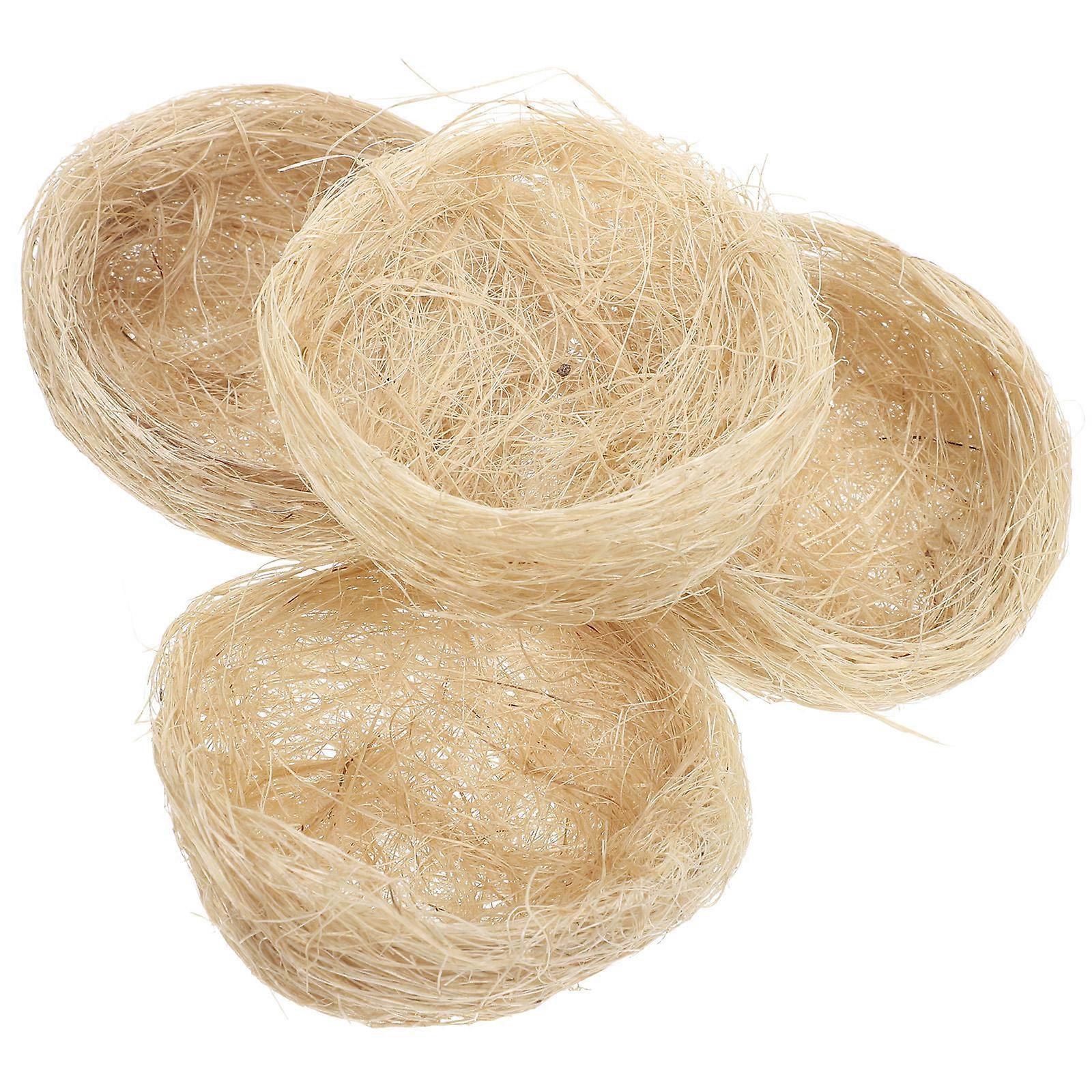 Artificial Bird Nest Pigeon Nesting Accessories Wood Color Round Shape Handcrafted 4Pcs