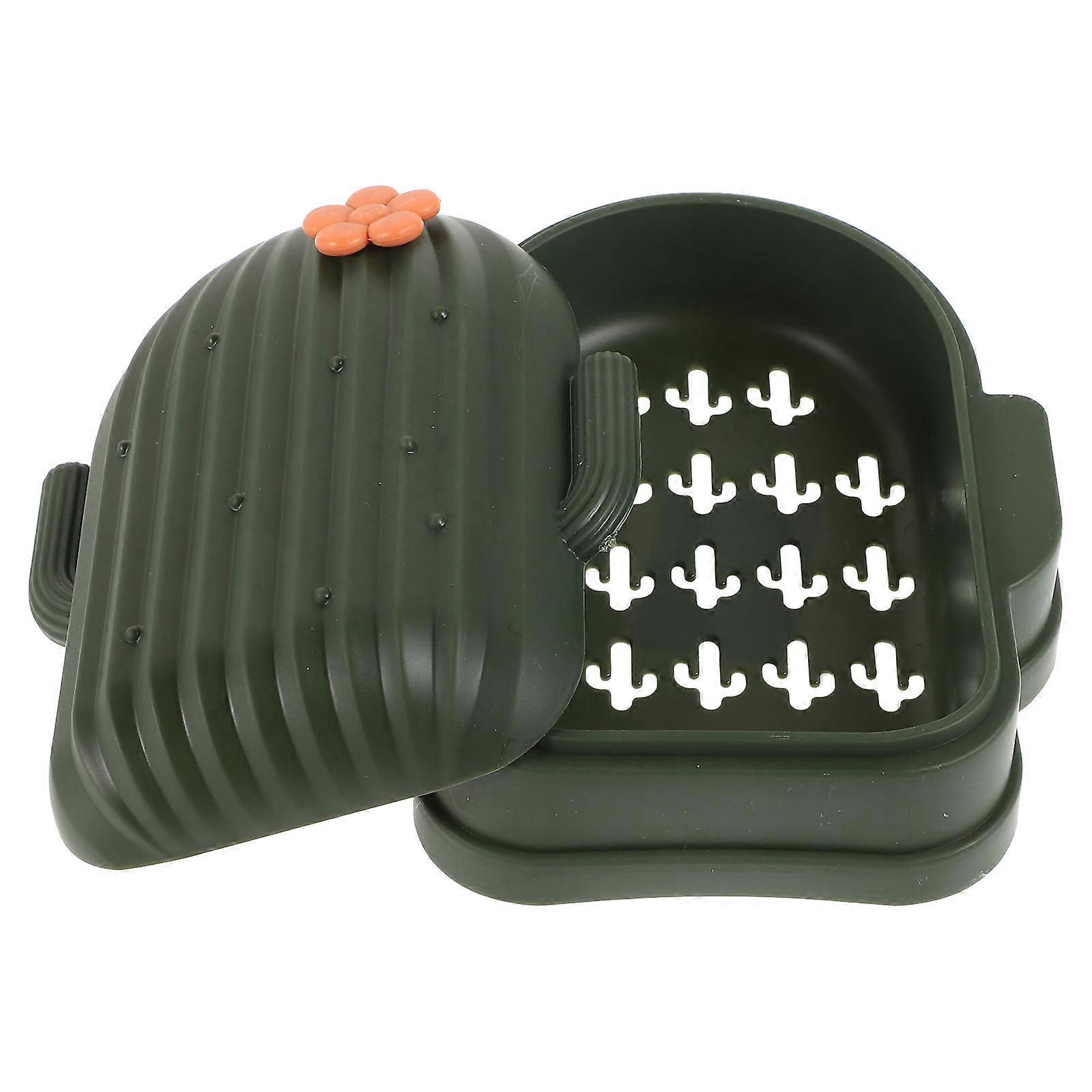 Bathroom Soap Holder Cactus Shaped Plastic Soap Dish with Lid
