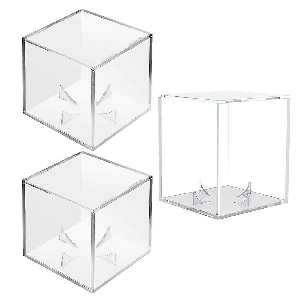 Collectible Memorabilia Baseball Display Case 3Pcs Clear Stand Small Cube Storage For Fans And Collectors